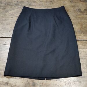 Talbots Petites Sz 10P Skirt Black Wool Lined Pencil Straight Classic USA